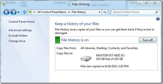 File History Settings